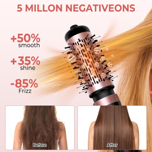 Hair Dryer Brush,3-in-1 Rotating Round Hot Air Spin Brush Set with 2 Brushes,Blow Volumizer,2 Detachable Auto-Rotating Curling Brush