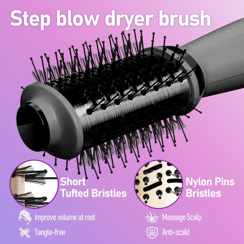 Brosse-séchoir pour sèche-cheveux, séchoir-cheveux 3-en-1, mini brosse à air chaud pour tous les types de cheveux - Noir