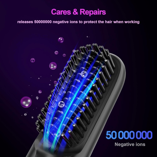 Brosse lissante sans fil pour cheveux,Brosse lissante portative pour femmes,Mini peigne chaud pour le voyage,Chauffage rapide rechargeable USB 3