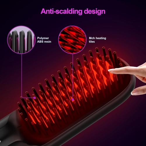Brosse lissante sans fil pour cheveux,Brosse lissante portative pour femmes,Mini peigne chaud pour le voyage,Chauffage rapide rechargeable USB 3