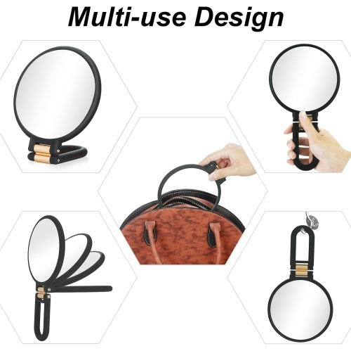 Miroir de voyage grossissant 1x 20x,Miroir de maquillage avec poignée pliable,Miroir portatif double face avec grossissement 1x 20x,Miroir de