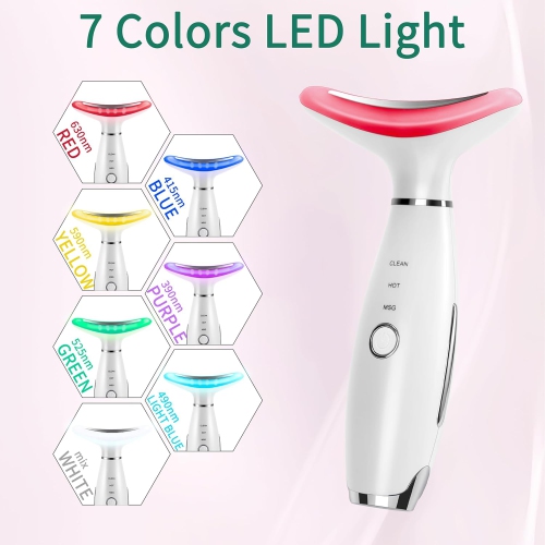 7 Color Light Therapy Facial Massager,Red Light Therapy Wand for Facial Skin Care,Handheld Massager for Face & Neck,Face Massage Beauty Device for