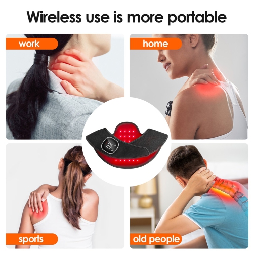 Cordless Red Light Therapy Pad for Neck Shoulder Pain Relief,Wearable Near Infrared Light Shoulder Wrap Pad,Red Light Therapy Shawl for Back Muscle