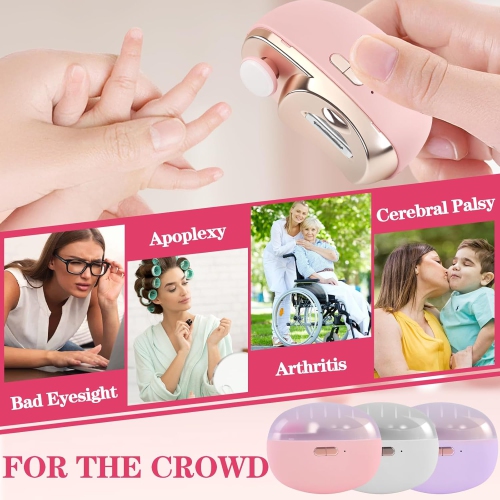 3-in-1 Electric Nail Clipper,Electric Nail Clippers for Seniors,Automatic Electric fingernail Clippers with Collector,Electric Nail Trimmer-Pink