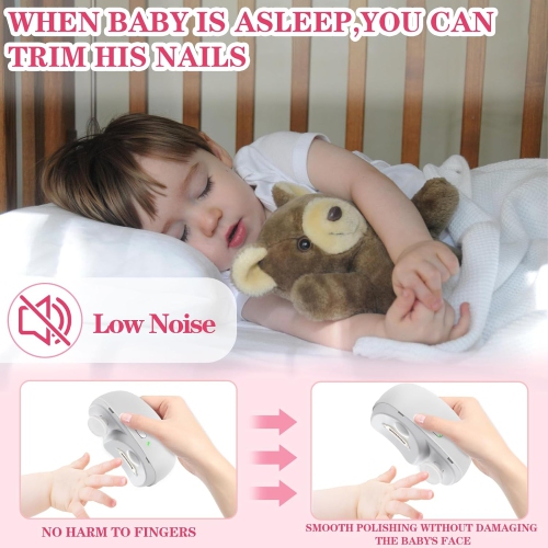 3-in-1 Electric Nail Clipper,Electric Nail Clippers for Seniors,Automatic Electric fingernail Clippers with Collector,Electric Nail Trimmer-Pink