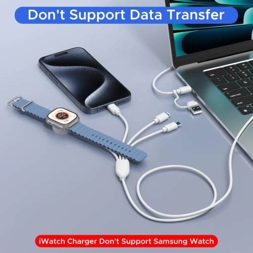 4 in 2 Multi Charging Cable for Apple Watch Charger USB C Cable Travel Charger Compatible with iPhone 15 14 13 iWatch Series