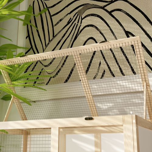 Homsee Wooden Guinea Pig Hutch with Openable Roof, Spacious Play Area, Hideout, and Ramp ,Yellow