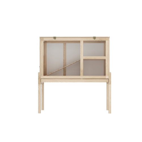 Homsee Wooden Guinea Pig Hutch with Openable Roof, Spacious Play Area, Hideout, and Ramp ,Yellow