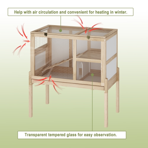 Famapy Wooden Hamster Cage with Opening Roof, Spacious Play Area, Hiding Place and Ramp ,Yellow