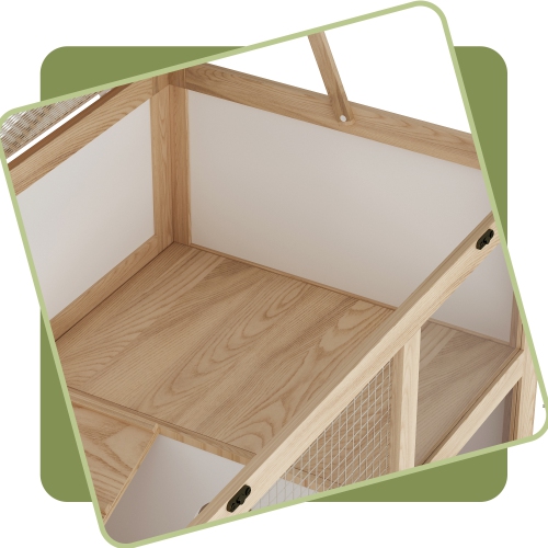 Famapy Wooden Hamster Cage with Opening Roof, Spacious Play Area, Hiding Place and Ramp ,Yellow