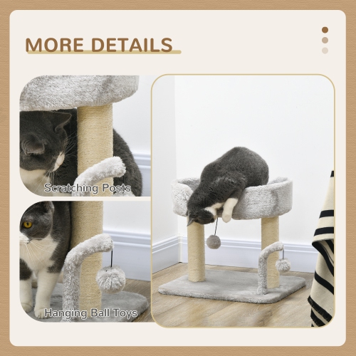 PawHut – Arbre 16 pour chat, 5 petit condo pour chats d'intérieur avec poteaux à gratter en sisal, perchaude, boules pendantes, centre d'activités