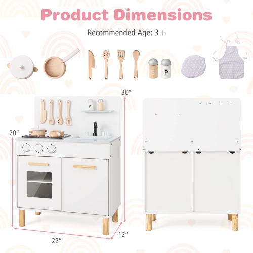 Ensemble de cuisine pour enfants de Costway avec cuisinière lumineuse et robinet d'évier de four à sons de cuisson