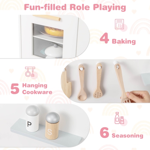 Ensemble de cuisine pour enfants de Costway avec cuisinière lumineuse et robinet d'évier de four à sons de cuisson