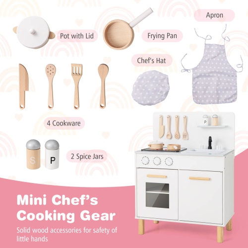 Ensemble de cuisine pour enfants de Costway avec cuisinière lumineuse et robinet d'évier de four à sons de cuisson