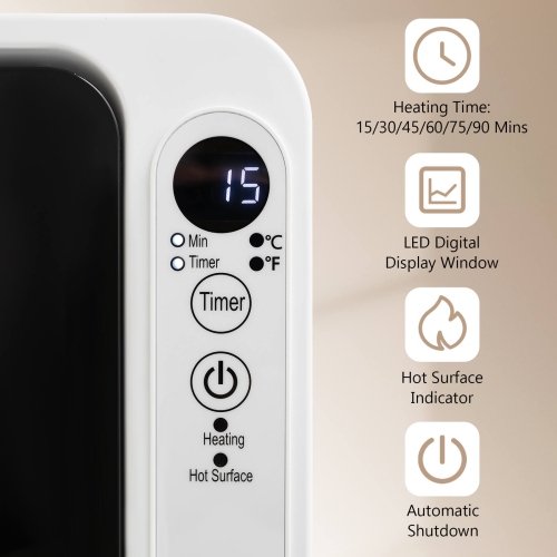 Chauffe-serviettes 23 L de Costway avec grille à arrêt automatique LED, couvertures de minuterie de 15-90 minutes