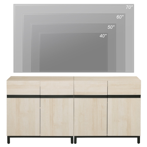 WAMPAT Modern TV Stand for TVs up to 70 inch,2 in 1 Entertainment Center with with Adjustable Shelf & Doors,63" Media Console Table with Storage for