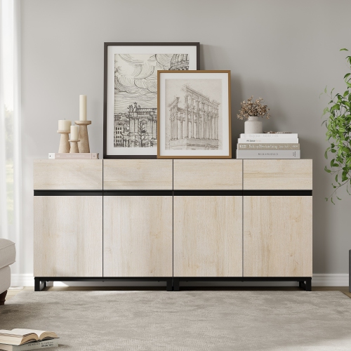 WAMPAT Modern TV Stand for TVs up to 70 inch,2 in 1 Entertainment Center with with Adjustable Shelf & Doors,63" Media Console Table with Storage for