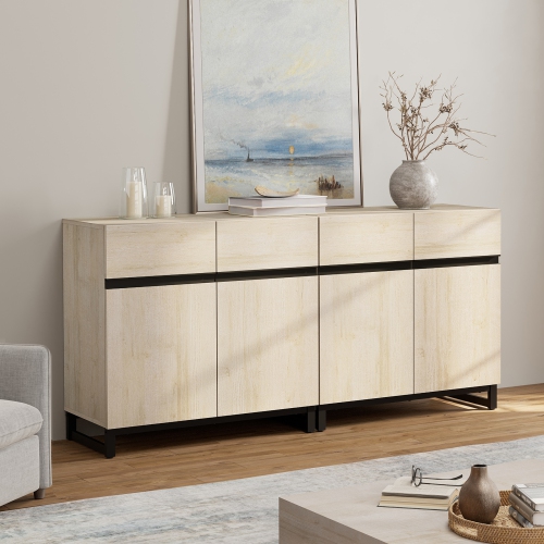 WAMPAT Modern TV Stand for TVs up to 70 inch,2 in 1 Entertainment Center with with Adjustable Shelf & Doors,63" Media Console Table with Storage for