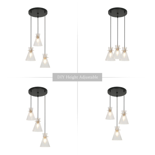 Luminaire suspendu moyen linéaire moderne/contemporain Glam, 3 po, laiton poli, 14,5, fini Uolfin