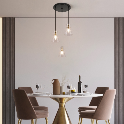 Luminaire suspendu moyen linéaire moderne/contemporain Glam, 3 po, laiton poli, 14,5, fini Uolfin