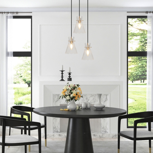 Luminaire suspendu moyen linéaire moderne/contemporain Glam, 3 po, laiton poli, 14,5, fini Uolfin