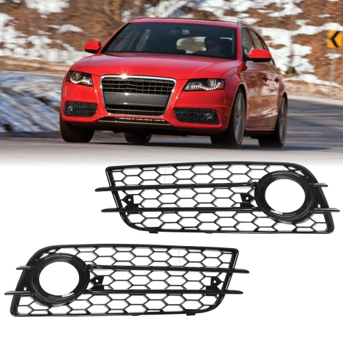 2 Pcs Bumper Fog Light Grille 8K0807681C01C Fog Lamp Cover Trim for A4 B8 S4 Models 2008‑2012