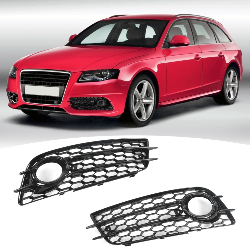 2 Pcs Bumper Fog Light Grille 8K0807681C01C Fog Lamp Cover Trim for A4 B8 S4 Models 2008‑2012
