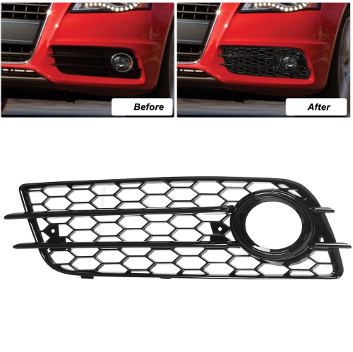 2 Pcs Bumper Fog Light Grille 8K0807681C01C Fog Lamp Cover Trim for A4 B8 S4 Models 2008‑2012