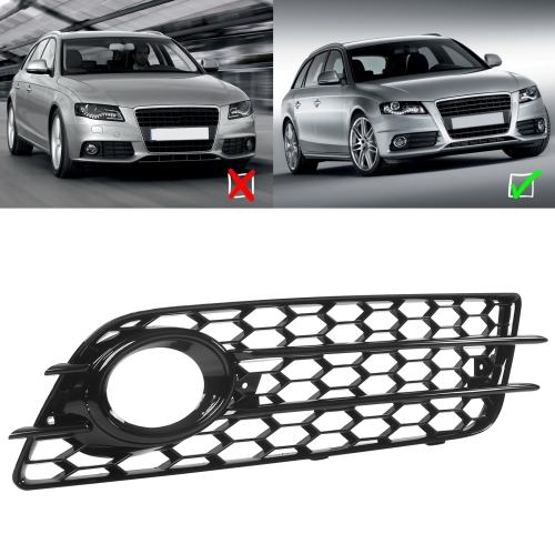 2 Pcs Bumper Fog Light Grille 8K0807681C01C Fog Lamp Cover Trim for A4 B8 S4 Models 2008‑2012