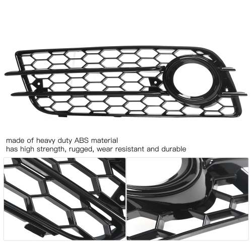 2 Pcs Bumper Fog Light Grille 8K0807681C01C Fog Lamp Cover Trim for A4 B8 S4 Models 2008‑2012