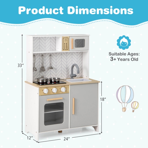 Ensemble de jeu de cuisine pour enfants de Costway avec sons lumineux Réchauds au micro-ondes Accessoires de cuisson au four