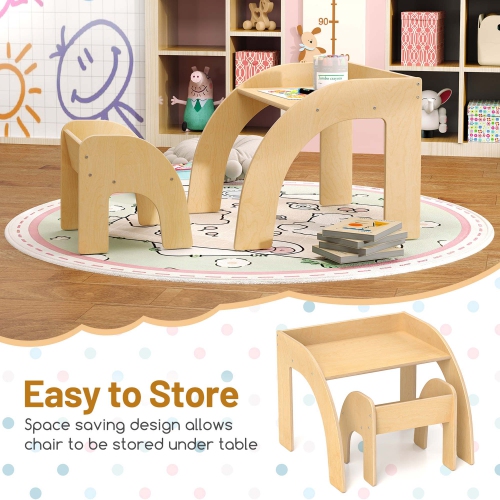 Costway Kids Desk and Chair Set Wooded Toddler Table and Chair Set with Proper Height