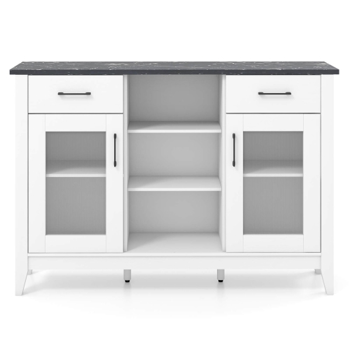 Buffet Costway avec 2 tiroirs 2 portes 3 compartiments ouverts 4 tablettes