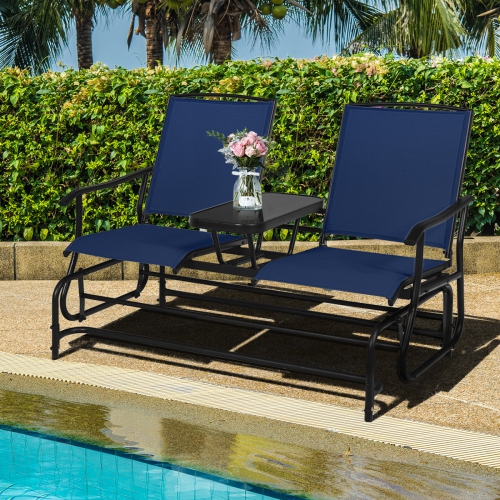 Image 1 of 10.. Costway 2 Person Outdoor Patio Double Glider Chair Loveseat Rocking