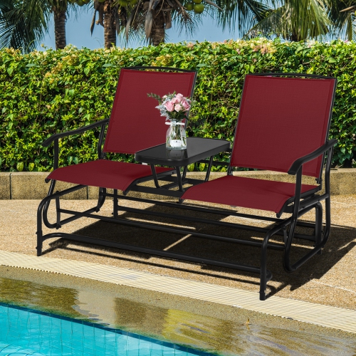 Image 1 of 10.. Costway 2 Person Outdoor Patio Double Glider Chair Loveseat Rocking