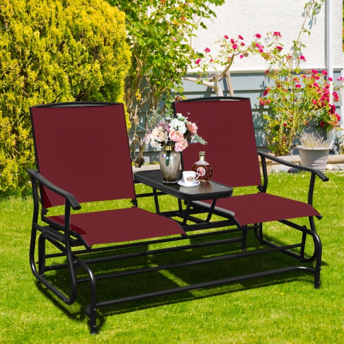 Costway 2 Person Outdoor Patio Double Glider Chair Loveseat Rocking