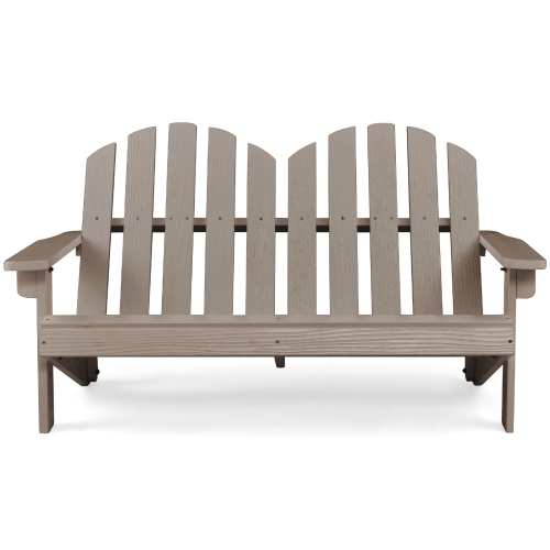 Costway 2 Person Adirondack Chair Kid Solid Wood Loveseat Backrest Arm Rest Patio