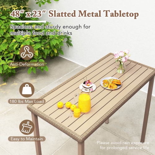 Costway 48" Outdoor Counter Height Table Patio Bar Table Heavy Duty Rectangle Metal Frame