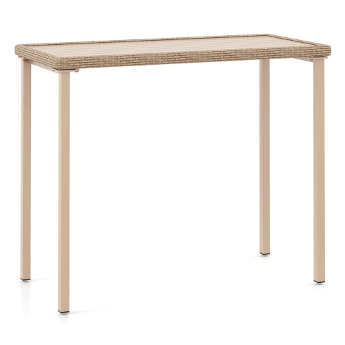 Costway 48" Outdoor Counter Height Table Patio Bar Table Heavy Duty Rectangle Metal Frame