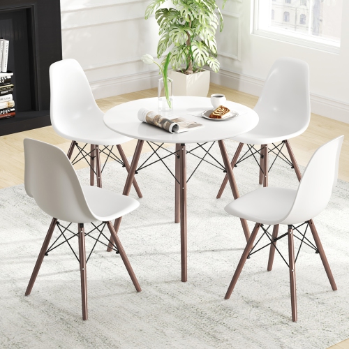Costway Dining Table Set Modern 5 PCS For 4 Round Dining Room Table Set with Solid Wood Leg