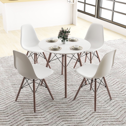 Costway Dining Table Set Modern 5 PCS For 4 Round Dining Room Table Set with Solid Wood Leg