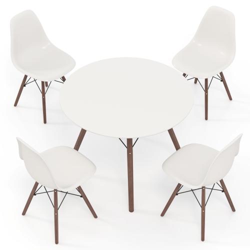 Costway Dining Table Set Modern 5 PCS For 4 Round Dining Room Table Set with Solid Wood Leg