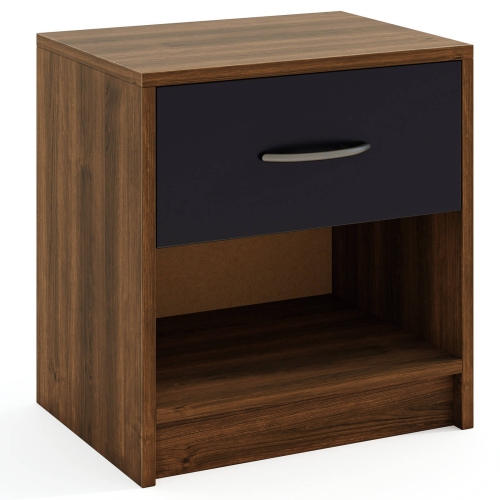 Costway Modern Nightstand Bedside Table with Drawer Open Storage Shelf for Small Spaces