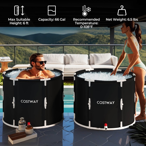 Costway Foldable Ice Bath Tub with Plunge Pool for Recovery Cold Water Therapy Training