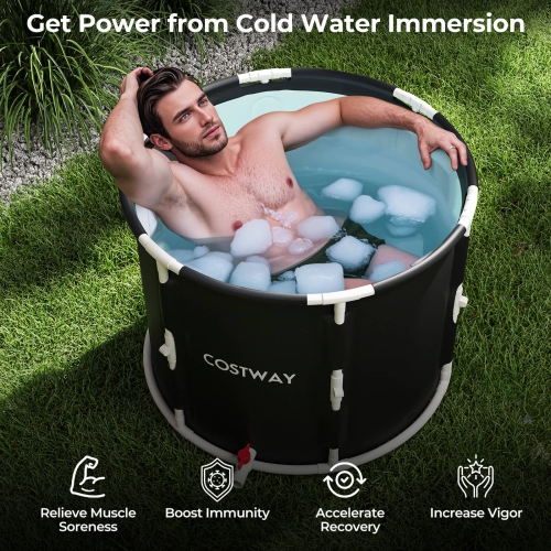 Costway Foldable Ice Bath Tub with Plunge Pool for Recovery Cold Water Therapy Training