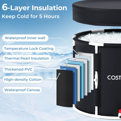 Costway Foldable Ice Bath Tub with Plunge Pool for Recovery Cold Water Therapy Training