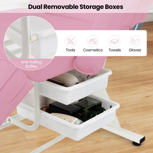 Costway 72" Massage Bed with Hydraulic Stool Adjustable Backrest & Legrest Storage Boxes