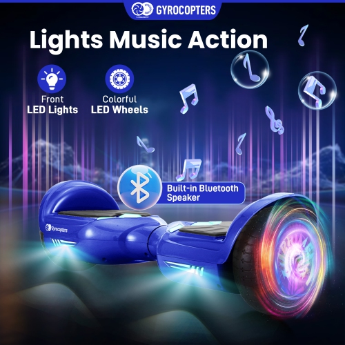 Gyrocopters Prime All-Terrain Hoverboard | Speed up to 15km/h | 300W Powerful Motor | 6.5” LED wheels | 165 lbs weight capacity | UL2272 certified |