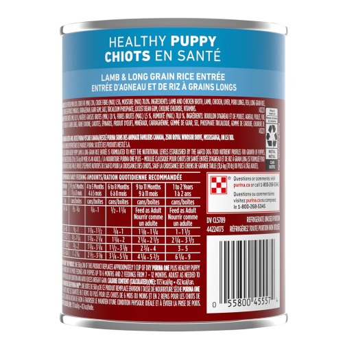 Purina ONE +Plus Classic Ground Wet Puppy Food, Lamb & Long Grain Rice Entree - 368 g Can