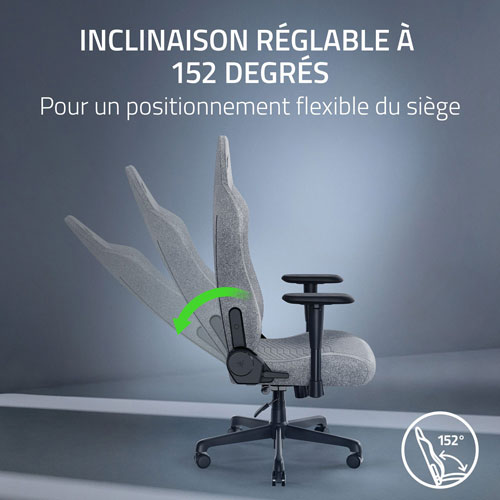 Fauteuil de jeu ergonomique en tissu Iskur V2 X de Razer - Gris
